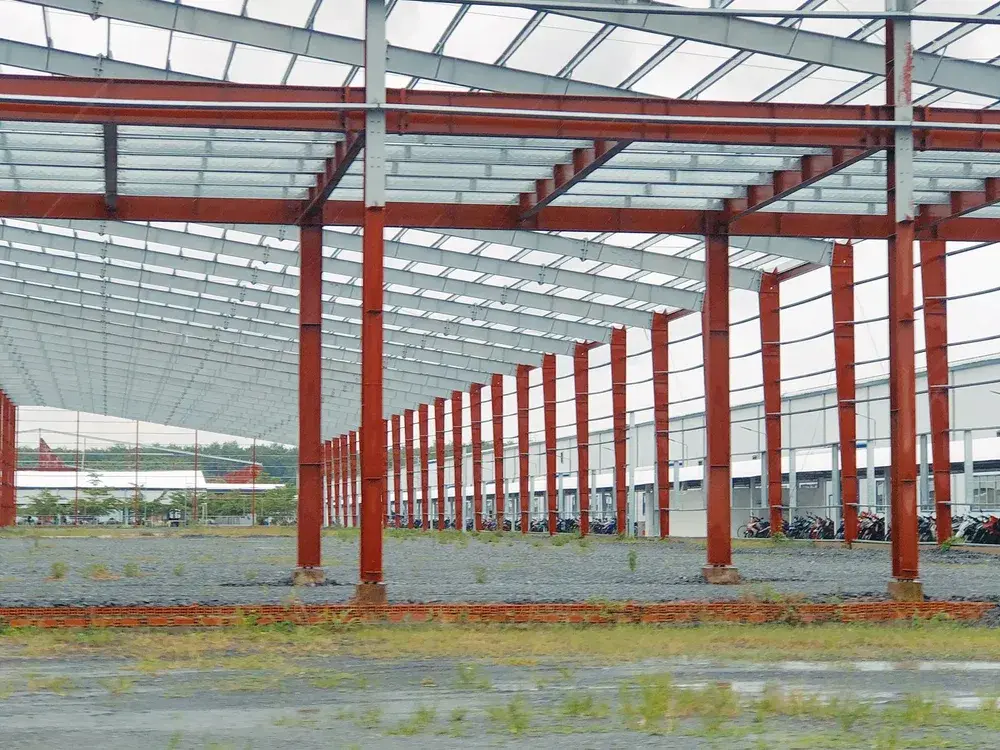 Custom steel building under construction on a commercial site in Minnesota
