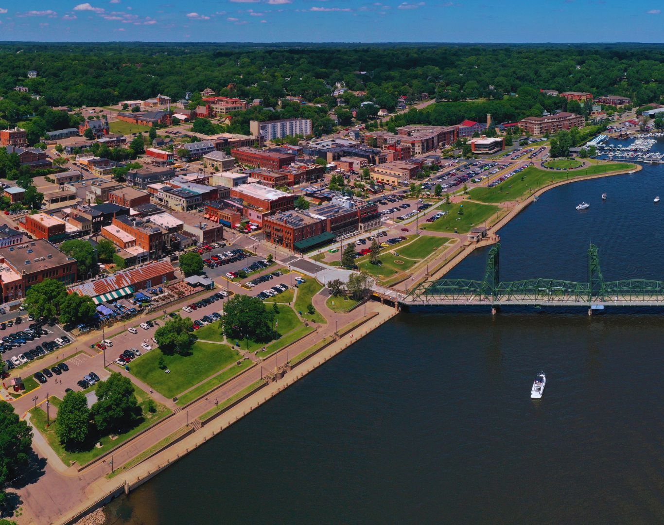Aerial view of the historic downtown, Stillwater, Washington County, MN