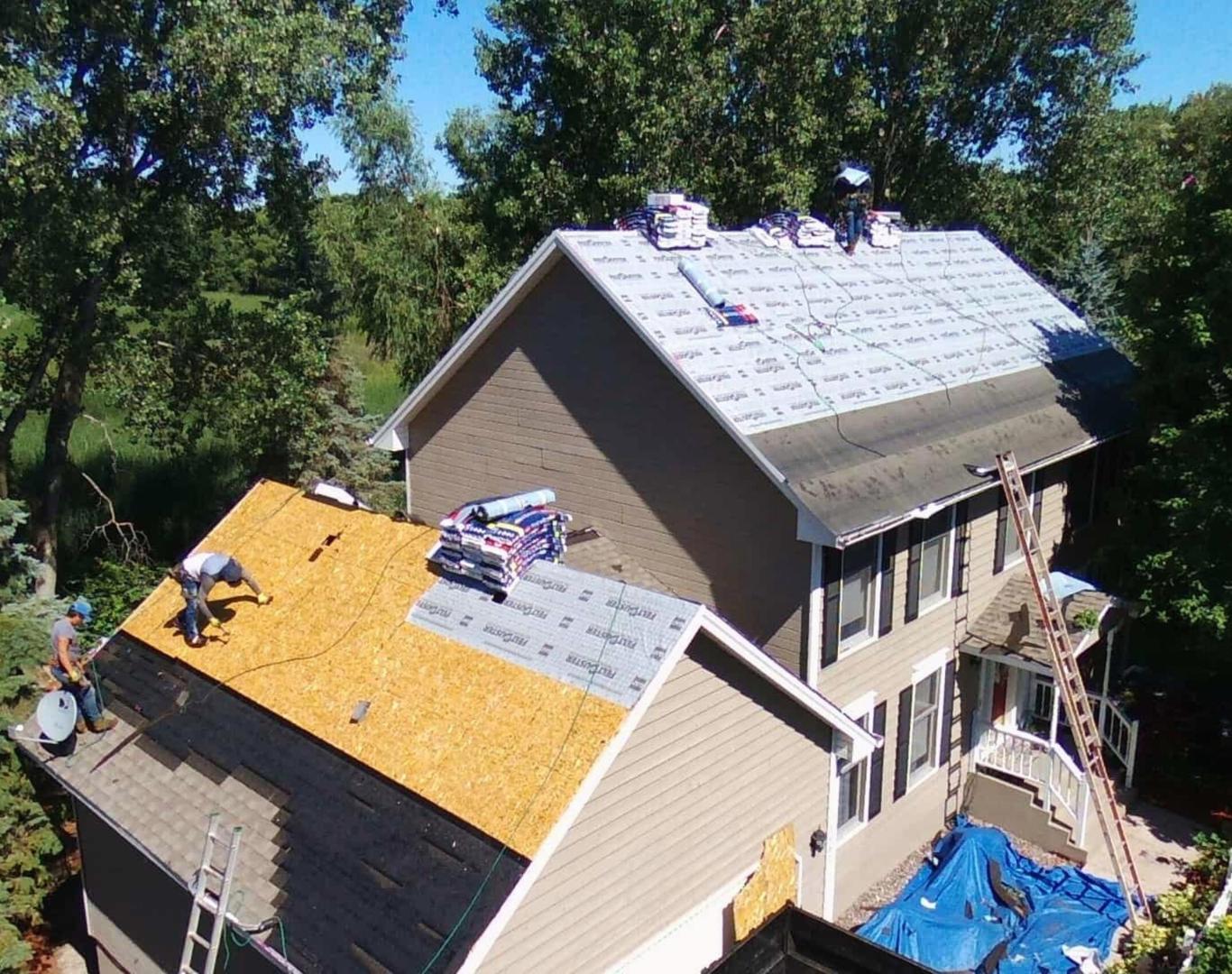 Reliable Roofing Company in Bloomington, MN completing residential roof replacement